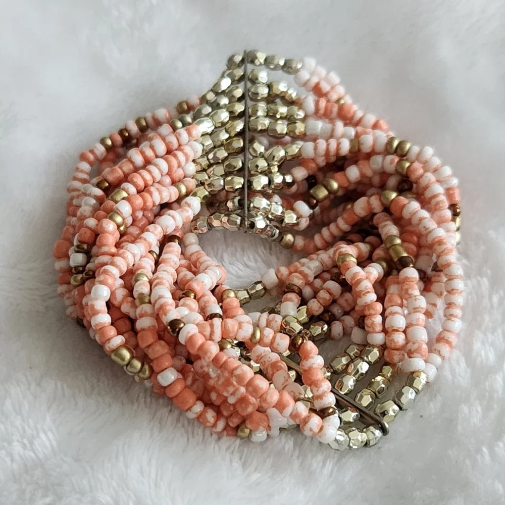 💗Women’s Multicolor Beaded Bracelet – Connected Multi-Band Style – Preowned